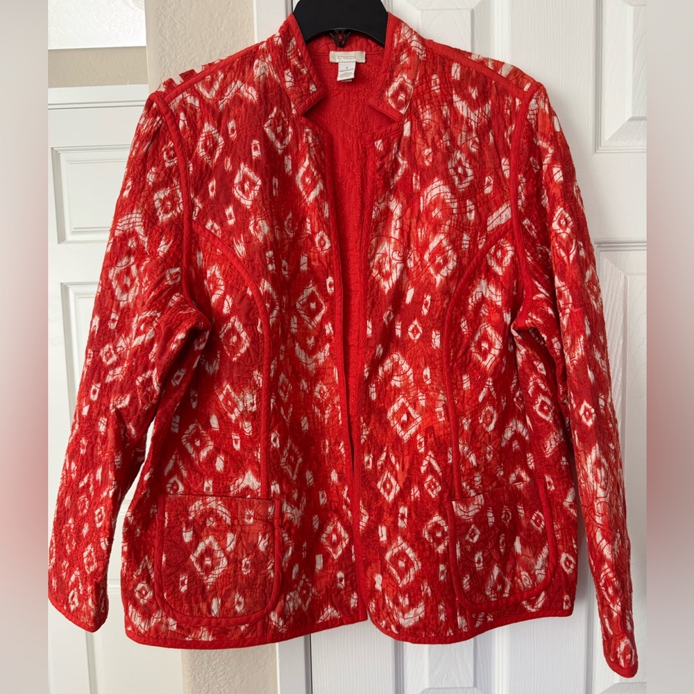 Chico's Vibrant Red Quilted Jacket